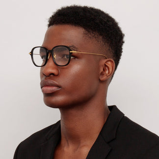 Linda Farrow Lane Square Optical Frame in Black Men's (Asian Fit)