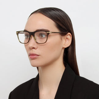 Linda Farrow Cove Optical D-Frame in Bottle Green (Asian Fit) 53