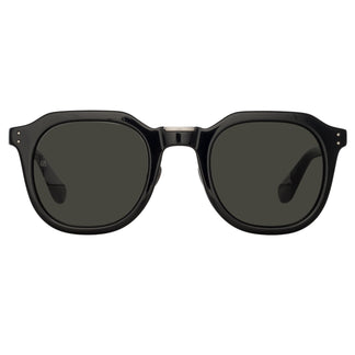 Linda Farrow Fletcher Angular Sunglasses in Black and Gray C1 49