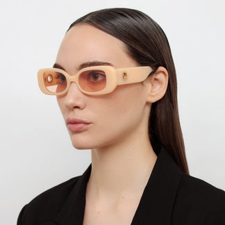 Linda Farrow Lola Rectangular Sunglasses in Peach C1