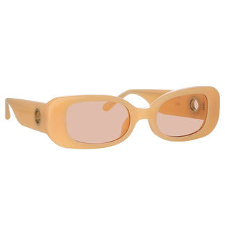 Linda Farrow Lola Rectangular Sunglasses in Peach C1