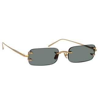 Linda Farrow Men's Taylor Rectangular Sunglasses in Yellow Gold and Green C9 3