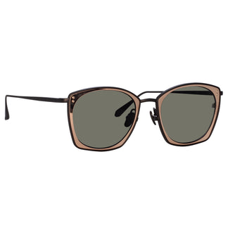 Linda Farrow Milo Square Sunglasses in Nickel and Rose Gold C7 50