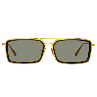 Linda Farrow Cassia Rectangular Sunglasses in Yellow Gold C1 63