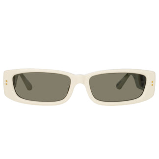 Linda Farrow Talita Rectangular Sunglasses in White C3 59