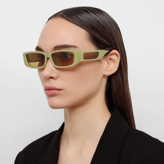 Linda Farrow Talita Rectangular Sunglasses in Sage C6 59