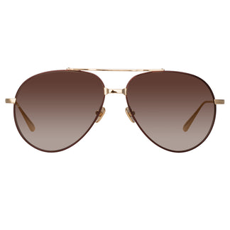 Linda Farrow Marcelo Aviator Sunglasses in Brown C2 61