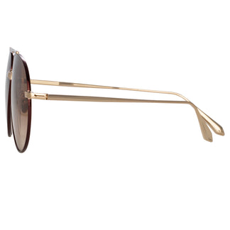 Linda Farrow Marcelo Aviator Sunglasses in Brown C2 61
