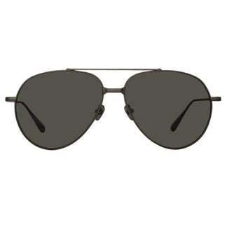 Linda Farrow Marcelo Aviator Sunglasses in Matt Nickel C5 61
