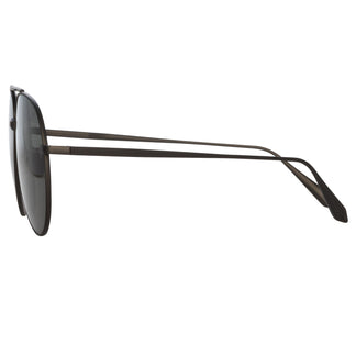 Linda Farrow Marcelo Aviator Sunglasses in Matt Nickel C5 61