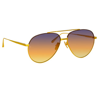 Linda Farrow Marcelo Aviator Sunglasses in Yellow Gold C7 61