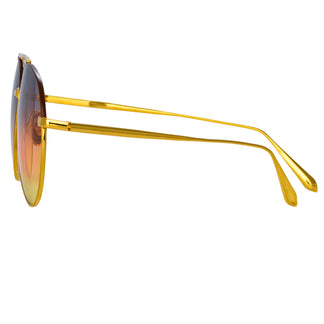 Linda Farrow Marcelo Aviator Sunglasses in Yellow Gold C7 61