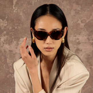Linda Farrow Connie Cat Eye Sunglasses in Tortoiseshell C2 57
