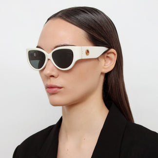 Linda Farrow Connie Cat Eye Sunglasses in White C3 57