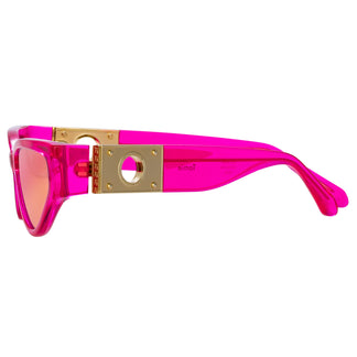 Linda Farrow Tomie Cat Eye Sunglasses in Neon Pink C4 57
