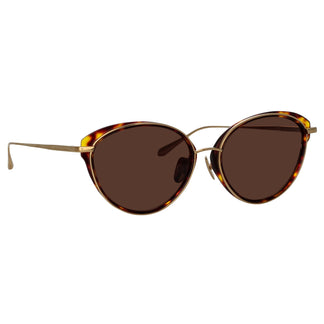Linda Farrow Song Cat Eye Sunglasses in Light Gold and Tortoiseshell C2 59