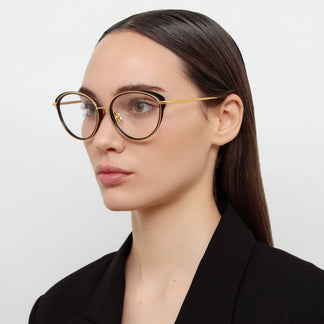 Linda Farrow Song Cat Eye Optical Frame in Yellow Gold C4 59