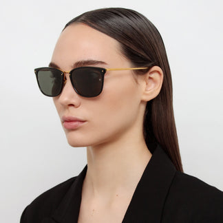 Linda Farrow Cassin D-Frame Sunglasses in Black C1 55