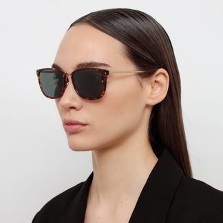 Linda Farrow Cassin D-Frame Sunglasses in Tortoiseshell C2 55