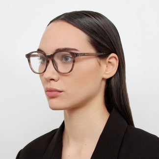 Linda Farrow Powell Optical D-Frame in Gray Horn C3 51
