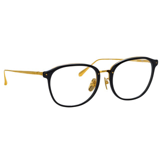 Linda Farrow Park Optical D-Frame in Black and Yellow Gold C1 52