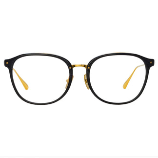 Linda Farrow Park Optical D-Frame in Black and Yellow Gold C1 52