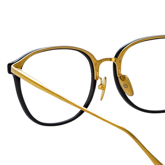 Linda Farrow Park Optical D-Frame in Black and Yellow Gold C1 52