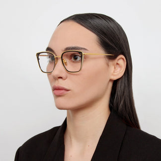 Linda Farrow Hans Square Optical Frame in Yellow Gold C1 51