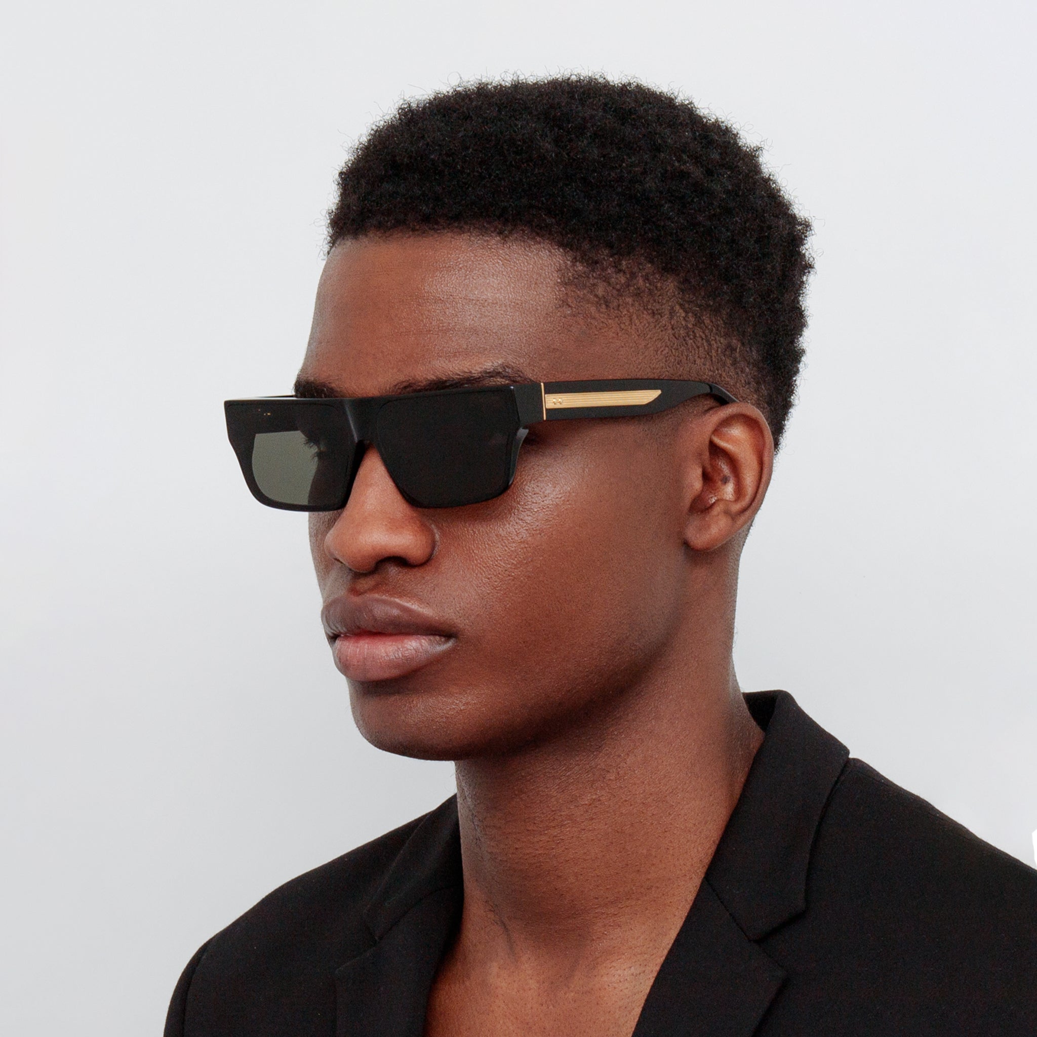 Linda Farrow Men's Brady Flat Top Sunglasses in Black C1 63 Sunglasses