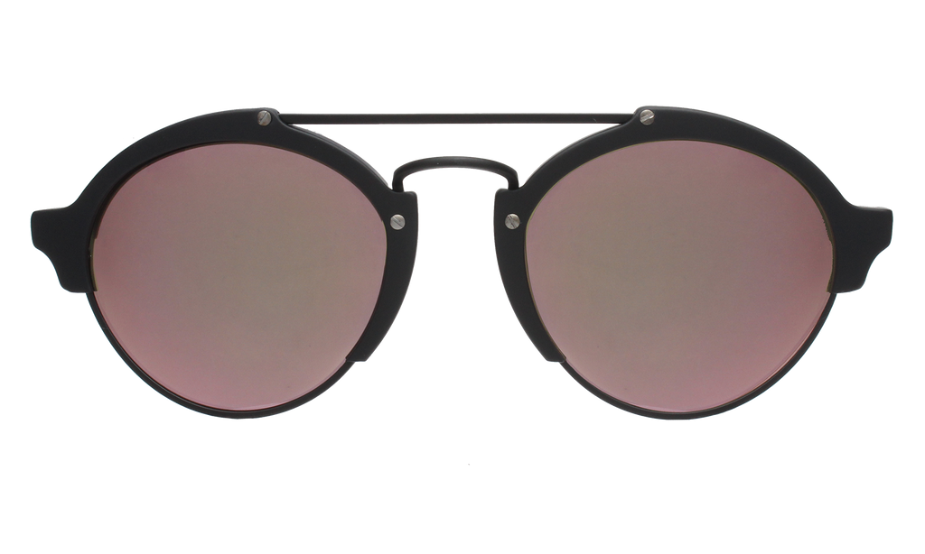 Illesteva Milan II Matte Black-Rose Mirror 54