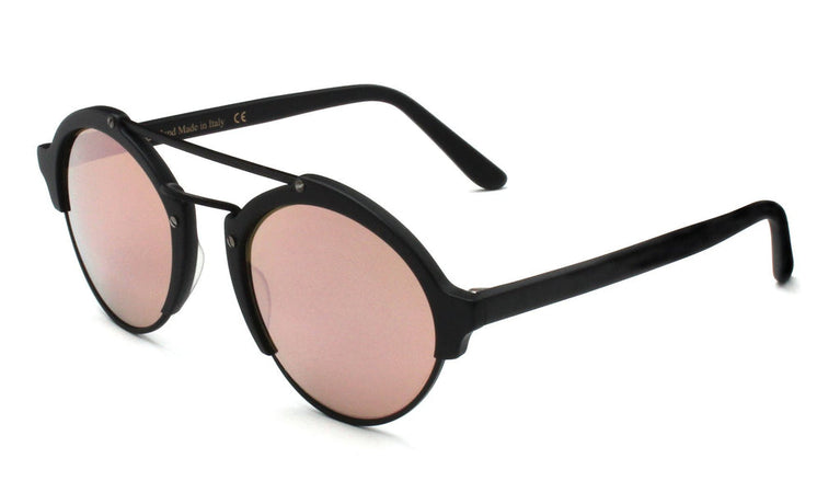 Illesteva Milan II Matte Black-Rose Mirror 54