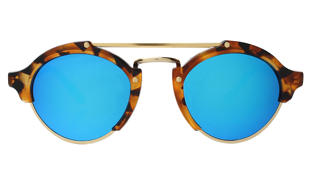 Illesteva Milan Light Tortoise-Blue Mirror 49