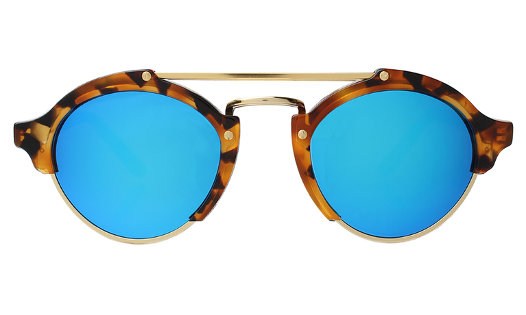 Illesteva Milan Light Tortoise-Blue Mirror 49