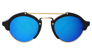 Illesteva Milan Matte Black-Gold-Blue Mirror 49
