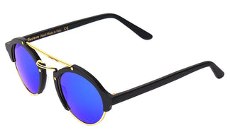 Illesteva Milan Matte Black-Gold-Blue Mirror 49