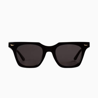 Valley Eyewear Dylan Kain Gloss Black w. 24k. Gold Metal Trim Black Lens 48