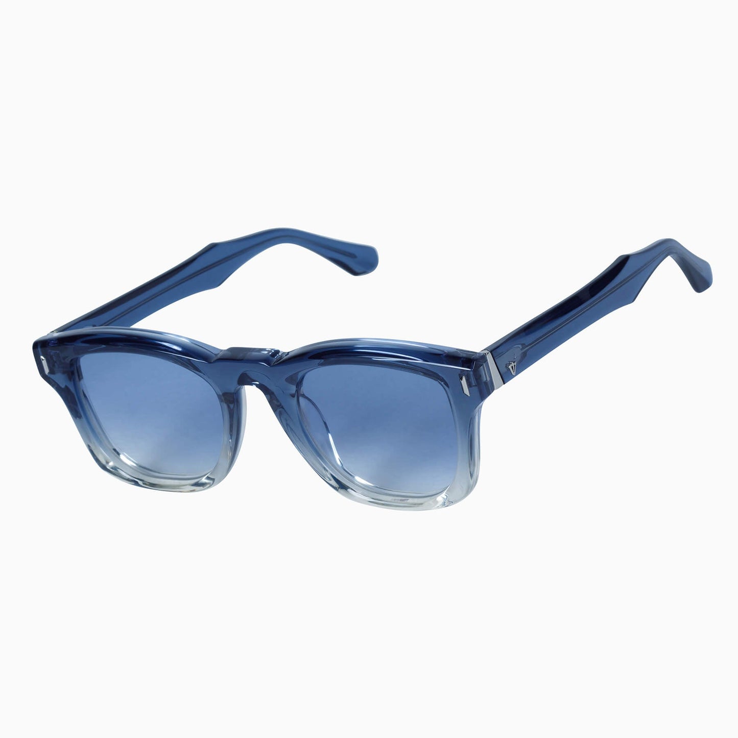 Valley Eyewear Solomon Transparent Blue Fade to Crystal w. Silver Metal Trim Blue Gradient Lens 49
