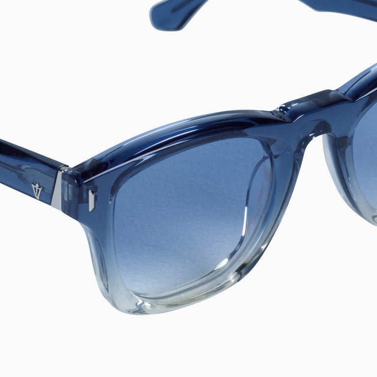 Valley Eyewear Solomon Transparent Blue Fade to Crystal w. Silver Metal Trim Blue Gradient Lens 49