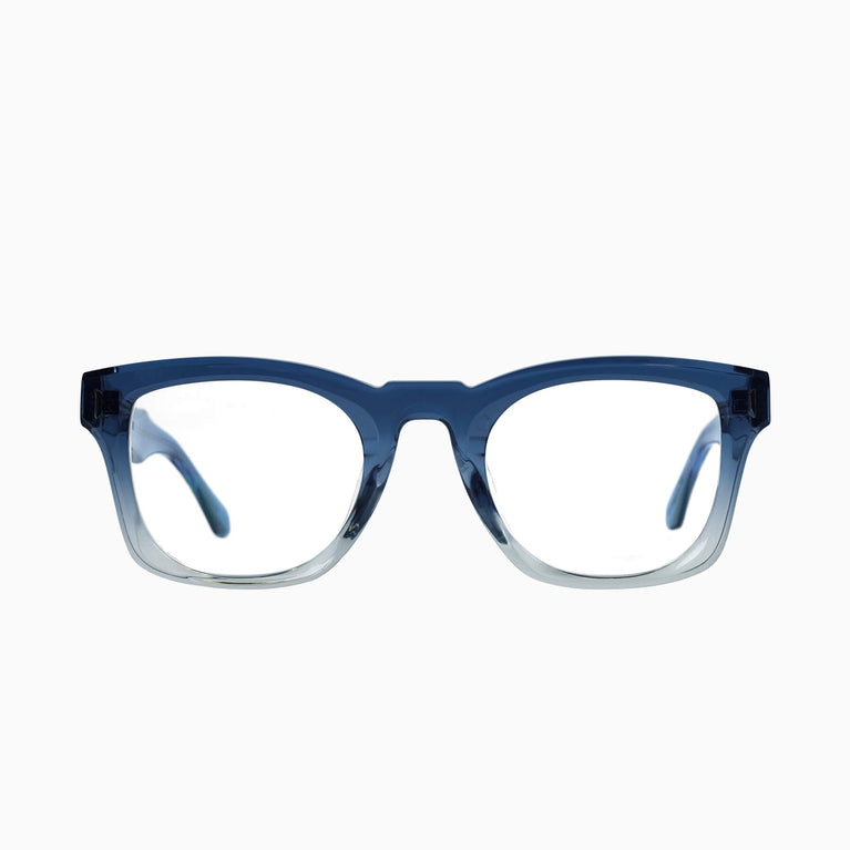 Valley Eyewear Solomon Transparent Blue Fade to Crystal w. Silver Metal Trim Clear 49