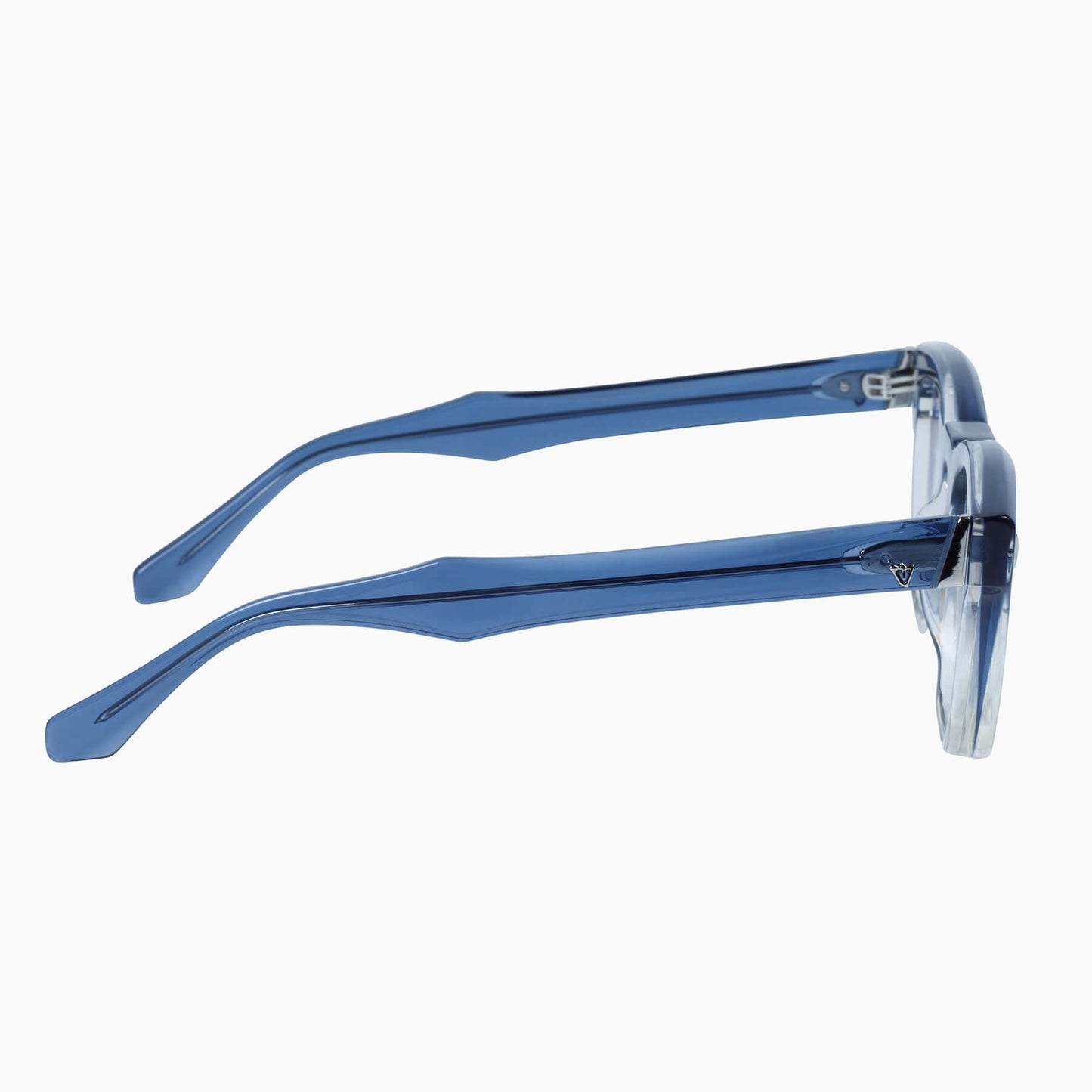 Valley Eyewear Solomon Transparent Blue Fade to Crystal w. Silver Metal Trim Clear 49