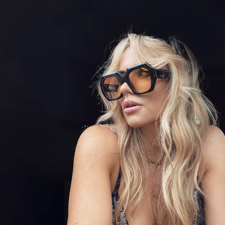 Valley Eyewear Monolith Gloss Black w. Silver Metal Trim Orange Gradient Lens 52