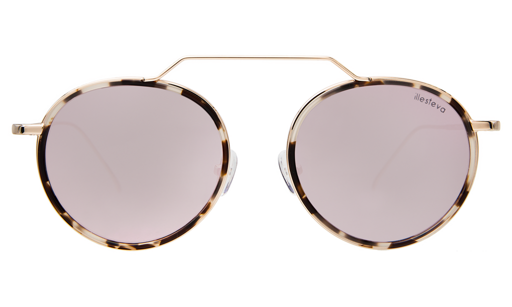 Illesteva Wynwood Ace White Tortoise-Gold-Bright Rose Flat Mirror 51