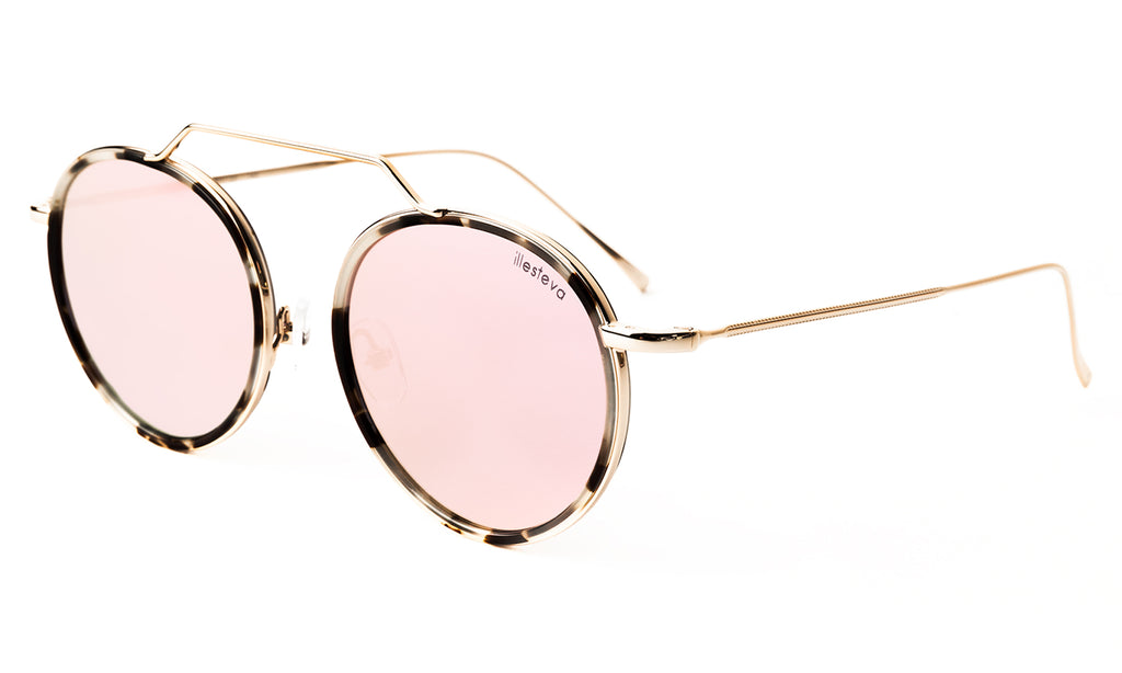 Illesteva Wynwood Ace White Tortoise-Gold-Bright Rose Flat Mirror 51