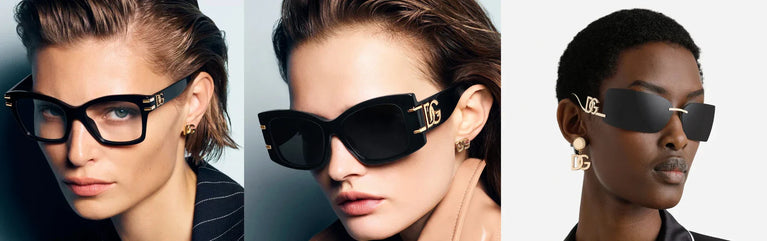 Tres mujeres modelos de Dolce & Gabbana posando con gafas