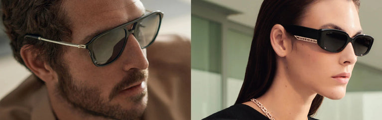 Un hombre y una mujer con gafas de sol Bvlgari
