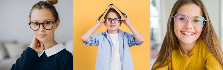 Niños con gafas de moda infantil
