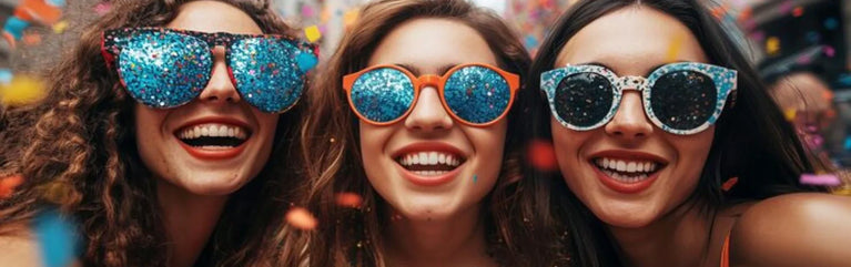 Gafas para Nochevieja 2025: Lentes Tintadas y Monturas con Brillo