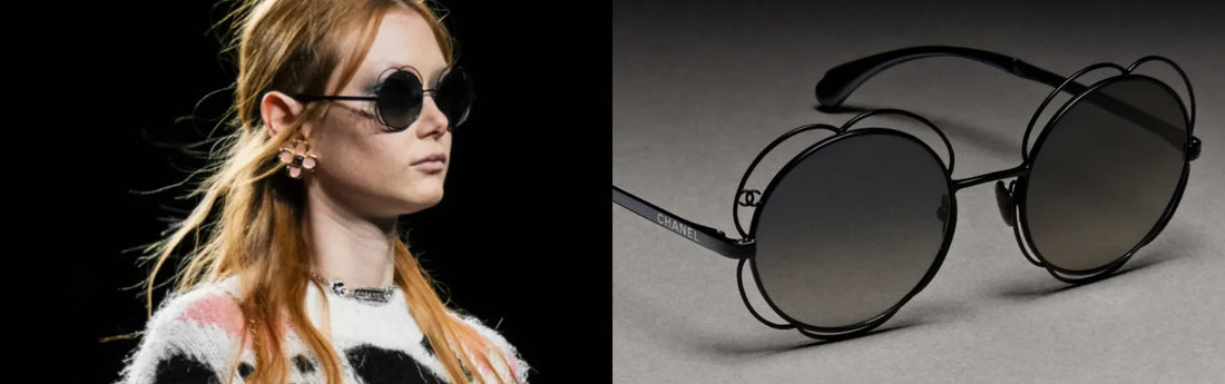 Una mujer con gafas de sol Channel y un par de gafas redondas