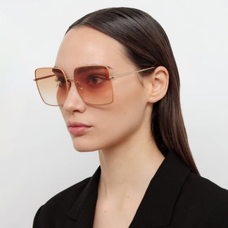 Linda Farrow Hina Square Sunglasses in Tobacco C2 66