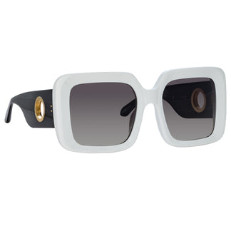 Linda Farrow Shelly Oversize Sunglasses in White C5 57